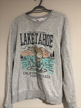 Joe Fresh Heather Gray Crewneck Sweatshirt with Orange Logo